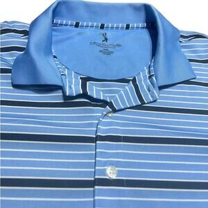NICHOLAS Blue and White Striped Polo Shirt